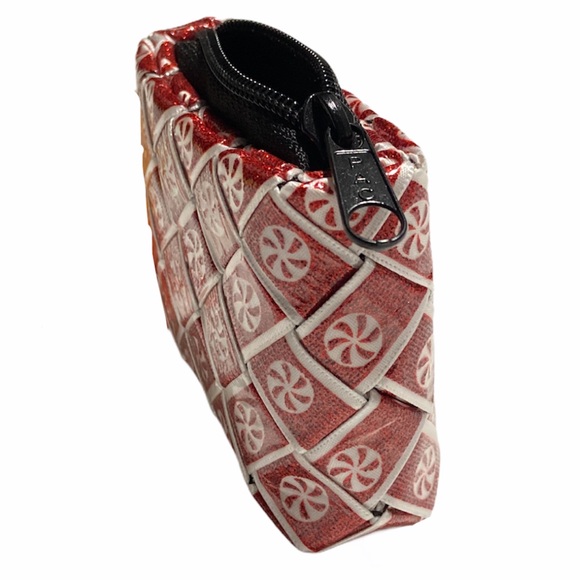 Handmade Mini Coin Purse Candy Cane Red Ribbons Upcycled - Picture 7 of 9